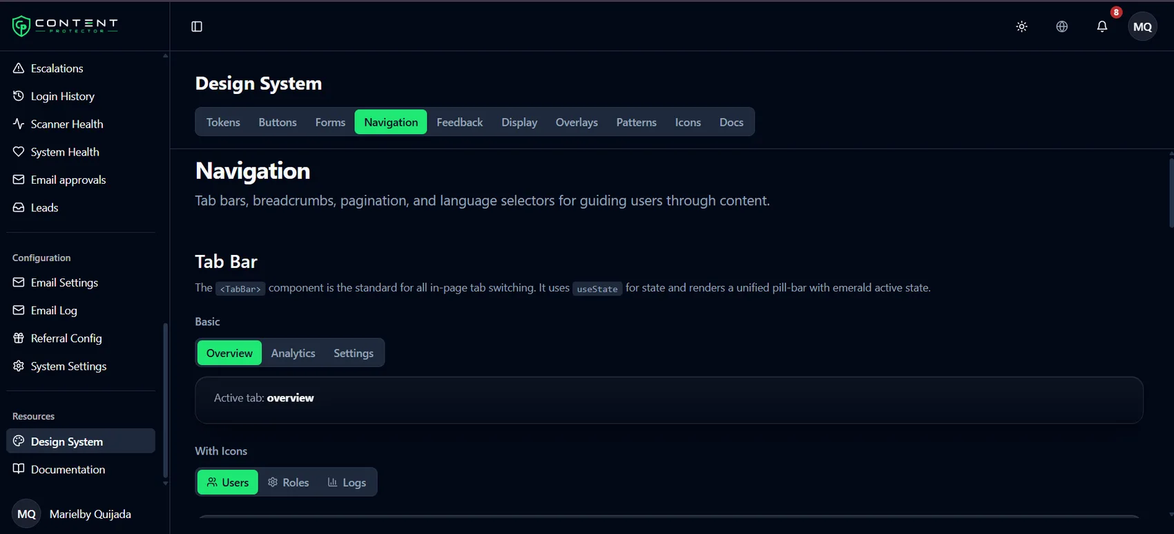 Content Protector — Sistema de diseño — 2