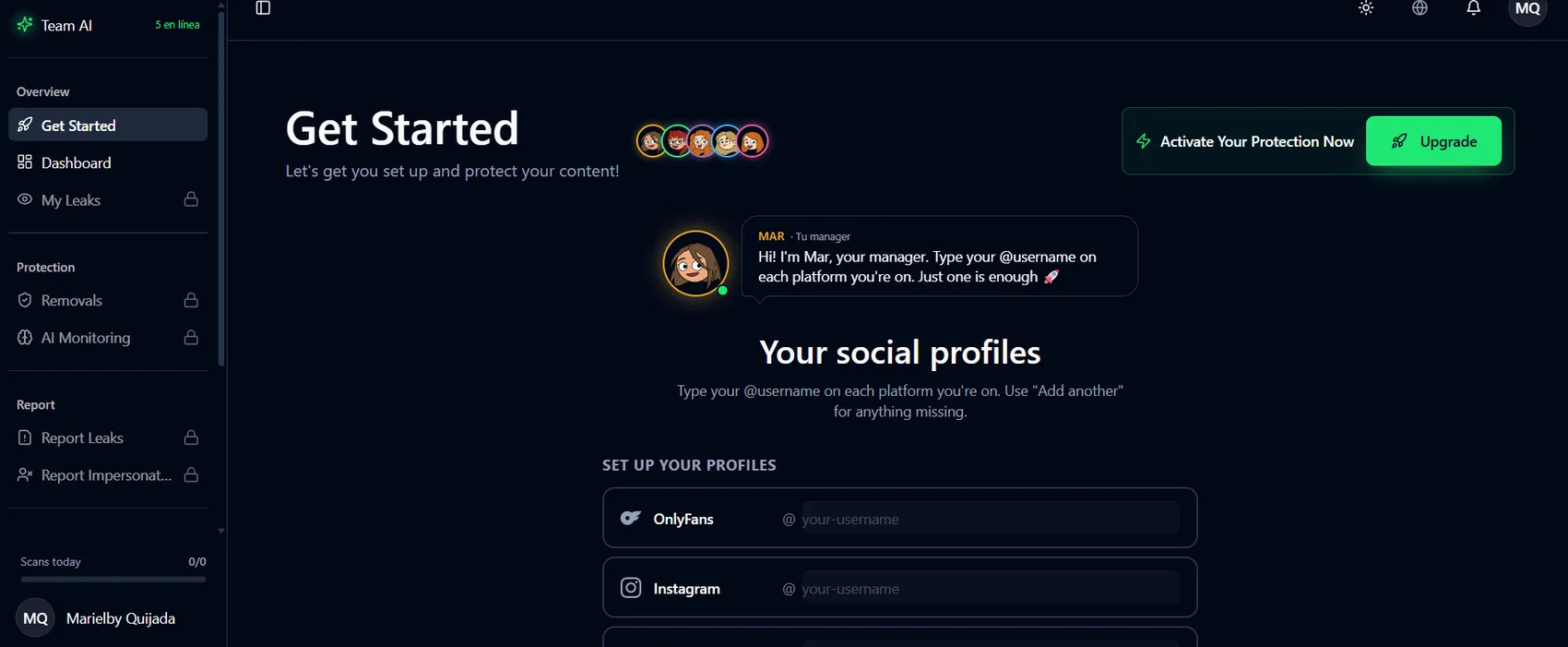 Content Protector — Usuario común: el creador — 2