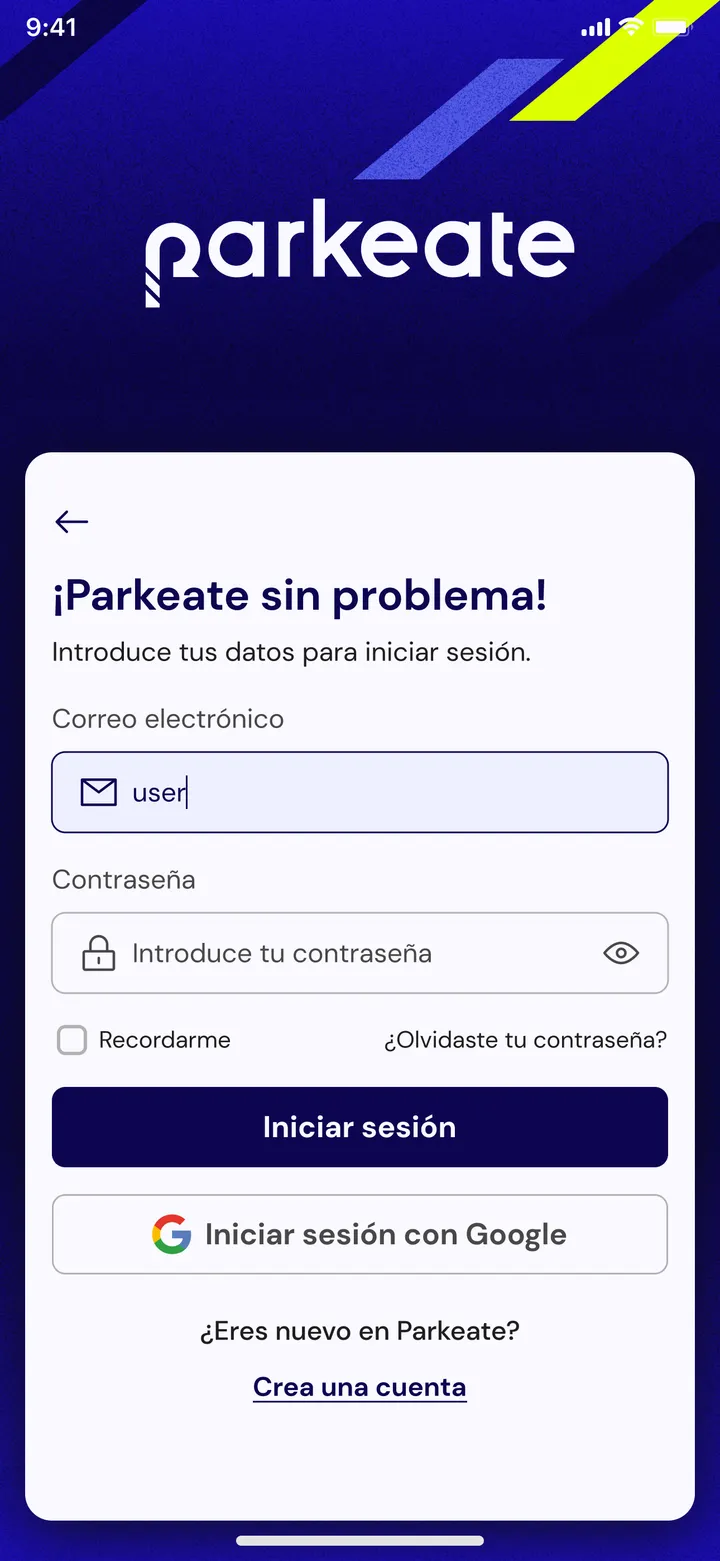 Parkeate — App móvil — 2