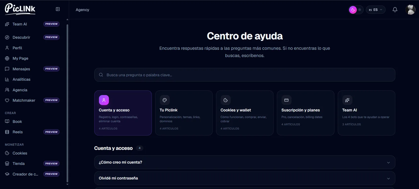 Piclink — Usuario agency — 7