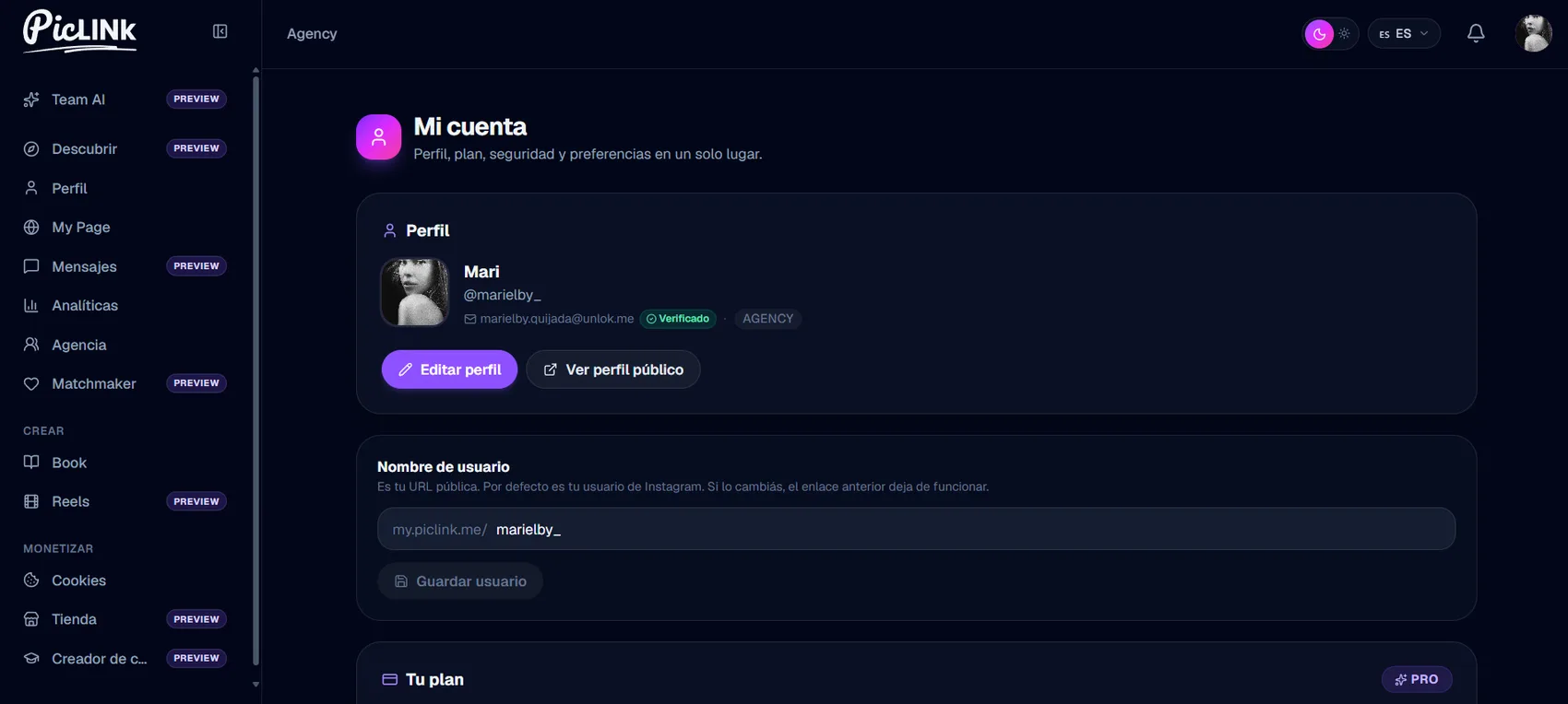 Piclink — Usuario agency — 3