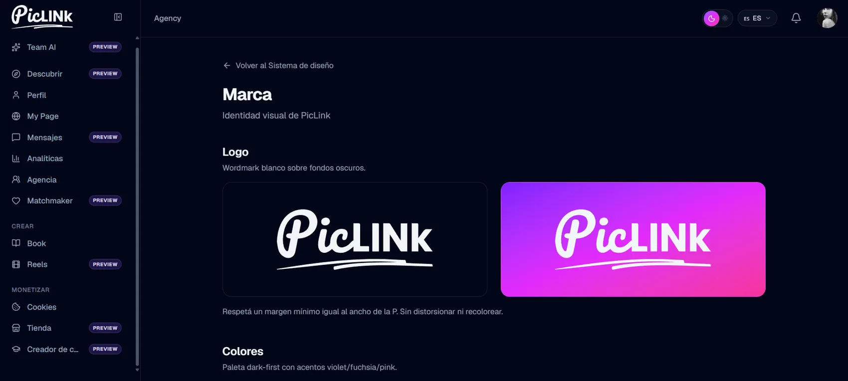 Piclink — Sistema de diseño — 1