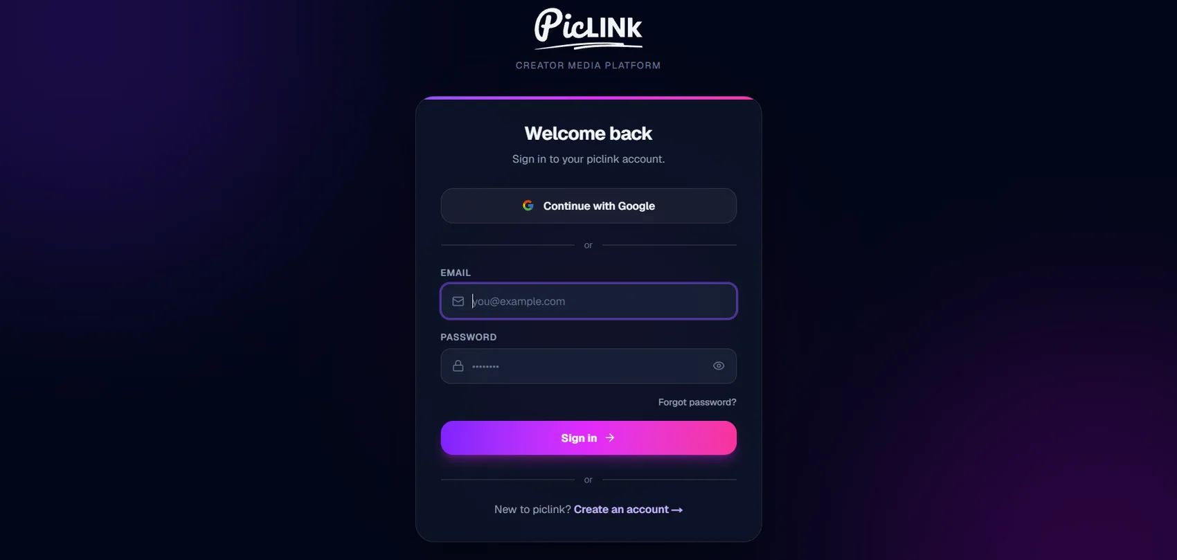 Piclink — Usuario común: el creador — 2